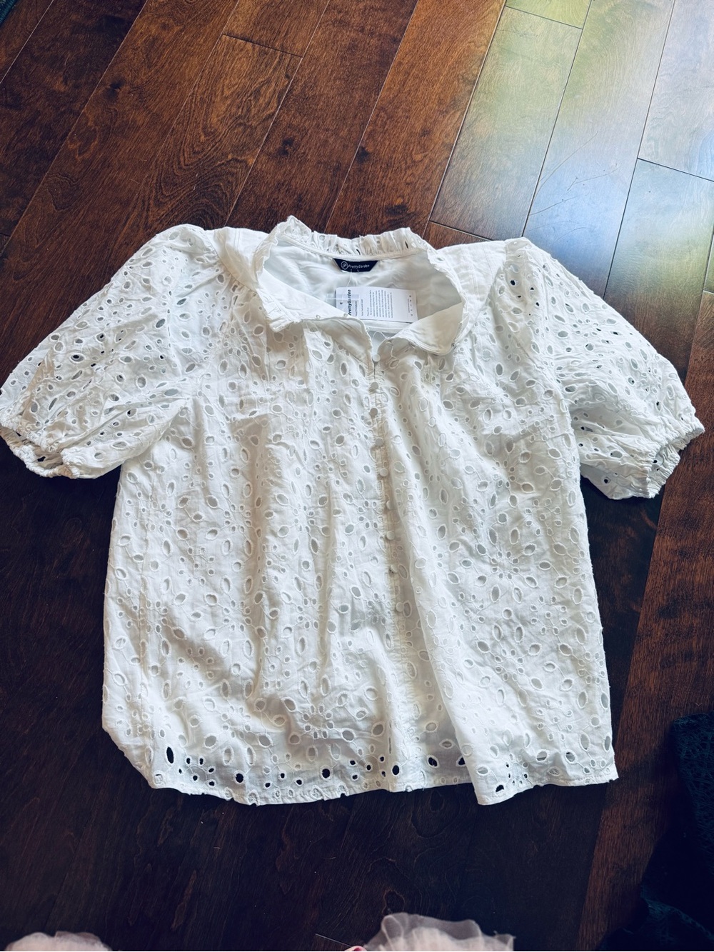 Eyelet Puff-Sleeve Blouse - White